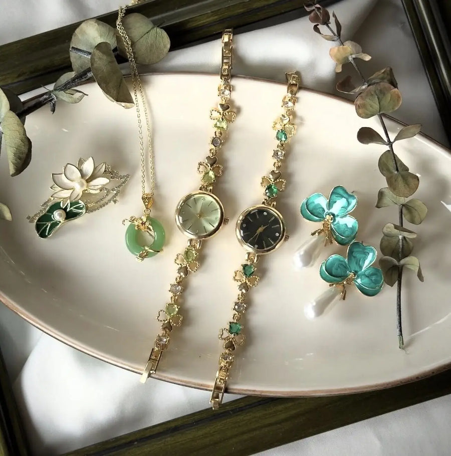 Yeşilin Tonları Set Vintage Aksesuar